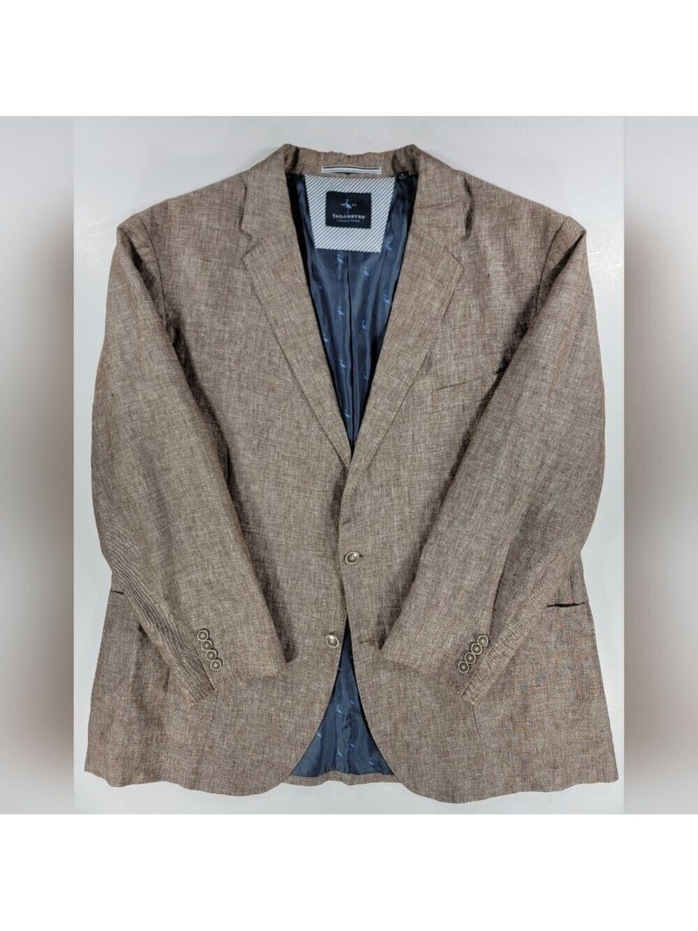 Tailorbyrd Collection Linen Blazer Jacket Mens 50L Lined Sport Coat Light Brown